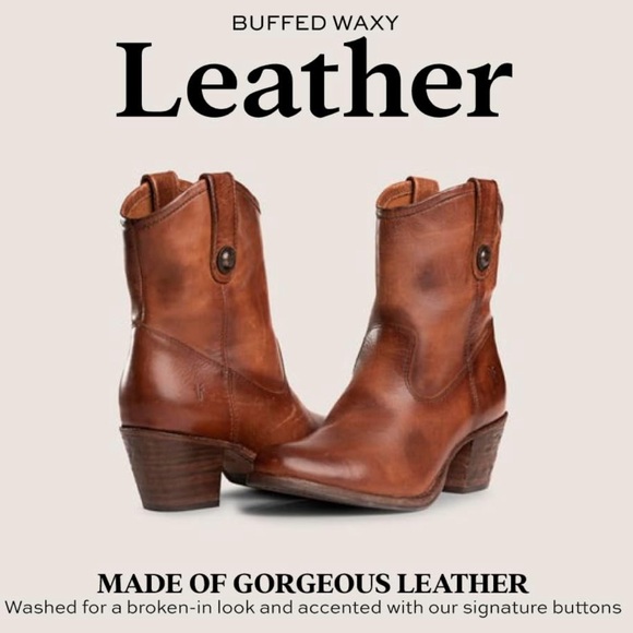 Frye Jackie Button Short Leather Western Mid Boots - Picture 2 of 16